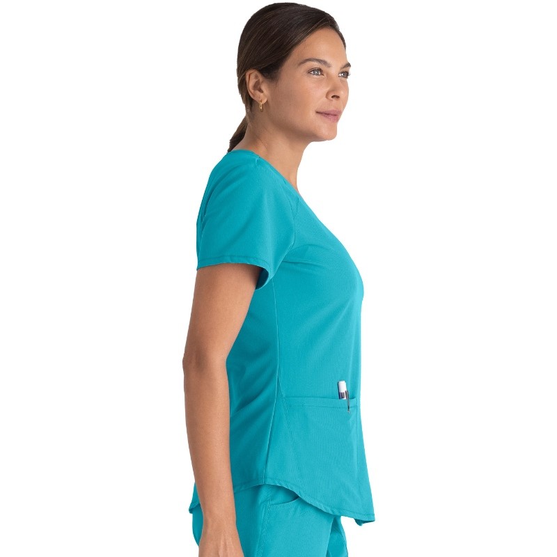 Tunique médicale col v bleue turquoise Skechers