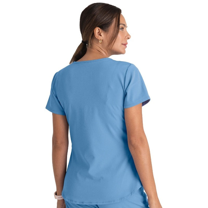 Tunique médicale col V bleue ciel vue profil Skechers