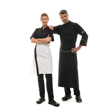 Tablier de cuisine liseré avec et tablier blanc à bande Manelli
