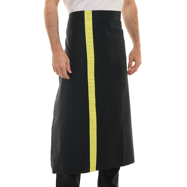 Tablier noir bande couleur - 90cm - MANELLI - vert anis