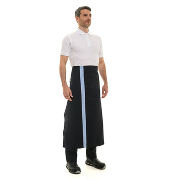 Tablier noir bande couleur - 90cm - MANELLI - bleu