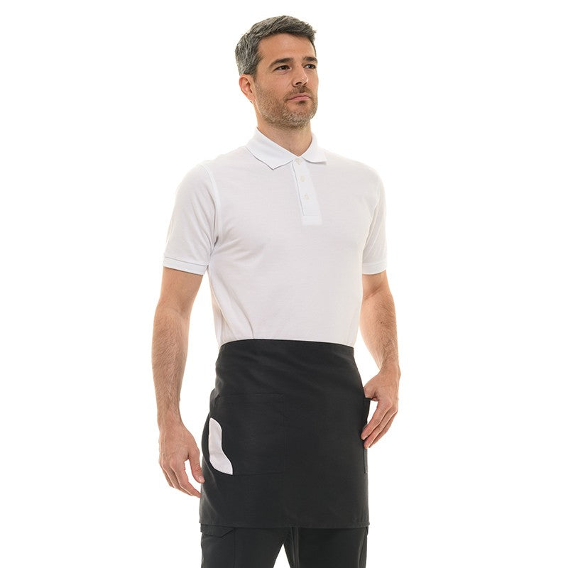 tablier de cuisine noir avec poche couleur blanche Manelli