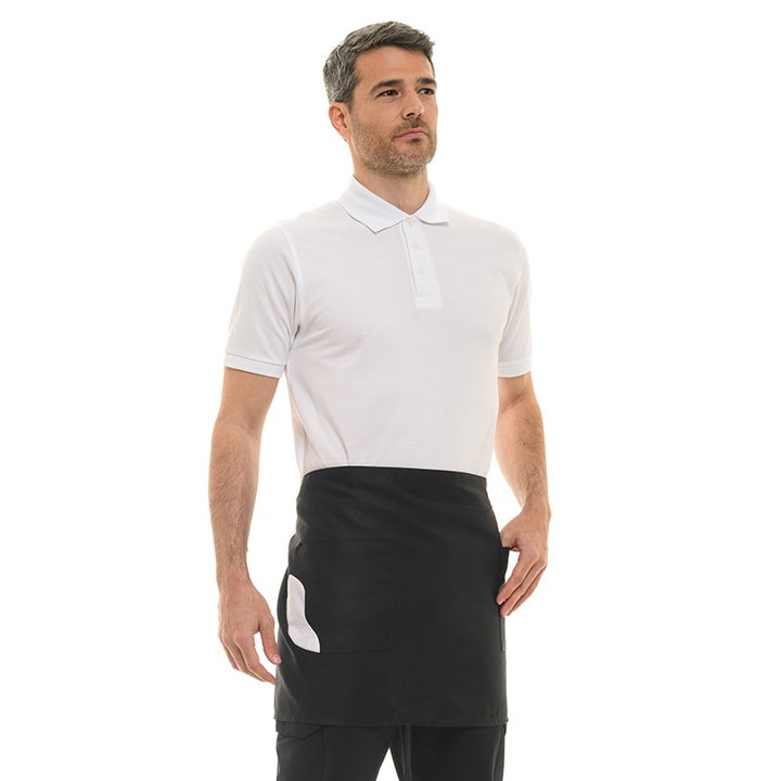 tablier de cuisine noir avec poche couleur blanche Manelli