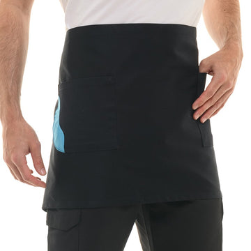 Tablier de serveur court avec double poche bleu Manelli