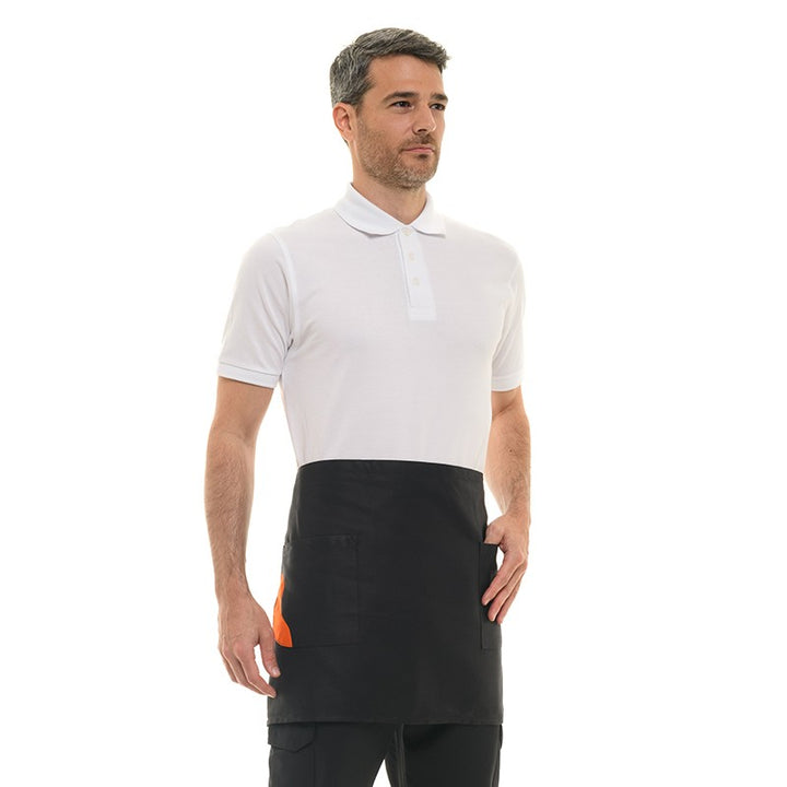 Tablier de service noir et orange avec 2 poches latérales Manelli