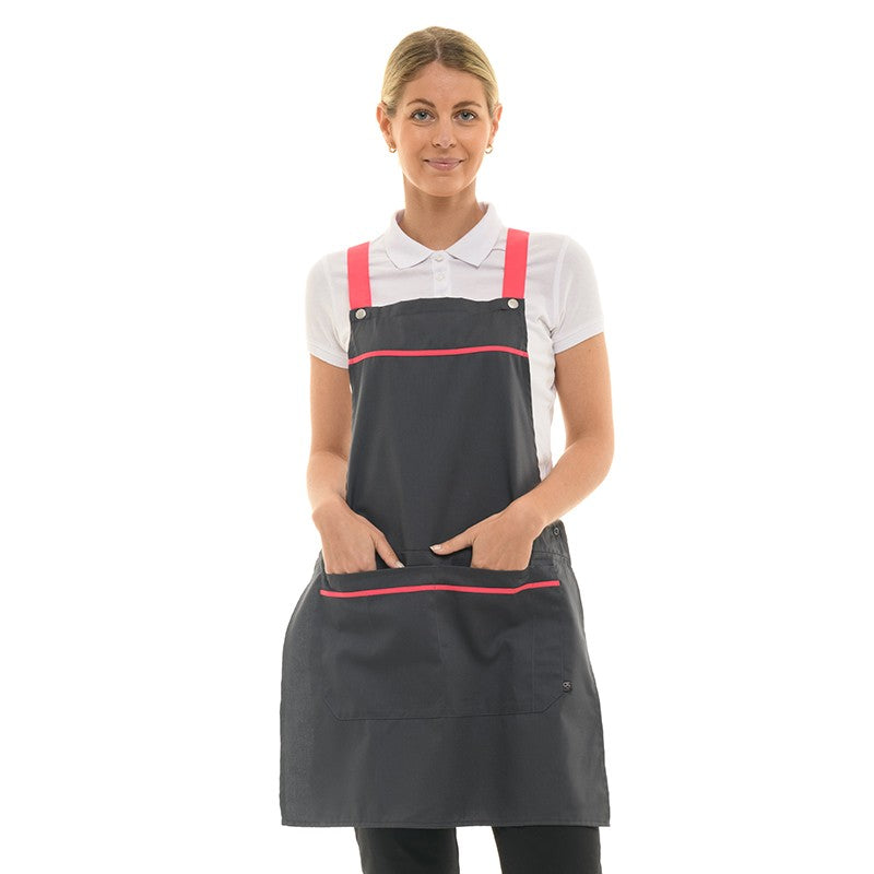 Chasuble de cuisine coloris gris anthracite et framboise Robur