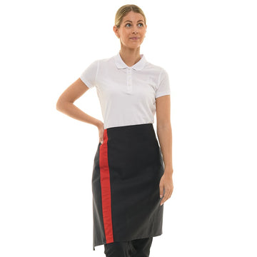 Tablier 70 cm de service noir avec bande couleur rouge Manelli