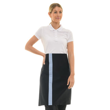 Tablier noir avec une bande couleur bleue ciel en taille 70 cm Manelli