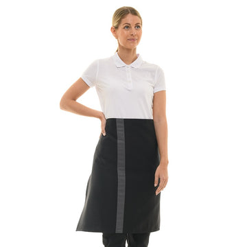 Tablier de cuisine coloris noir avec bande grise en taille 70cm marque Manelli
