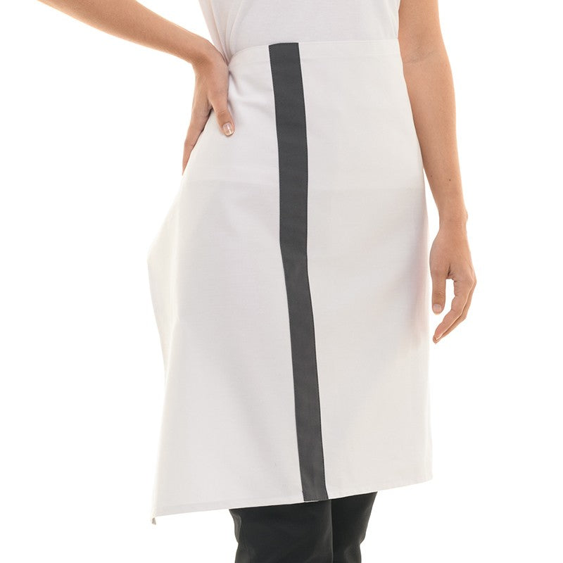 Tablier demi chef de la marque Manelli blanc avec bande grise