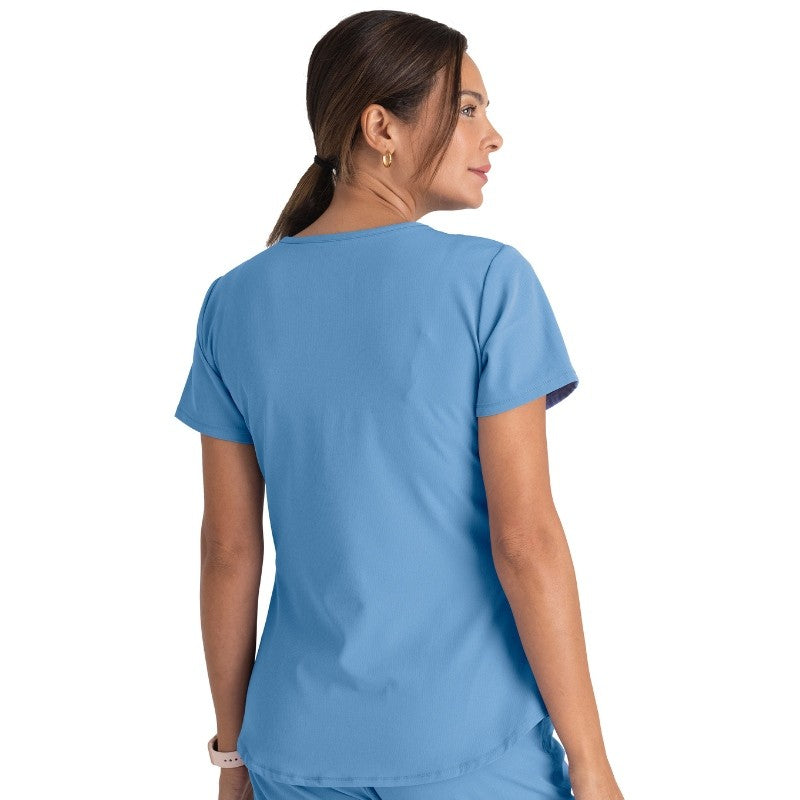 Tunique médicale col V Skechers coloris bleu ciel vue dos