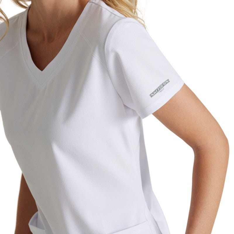 Tunique médicale Skechers col V manches courtes blanche