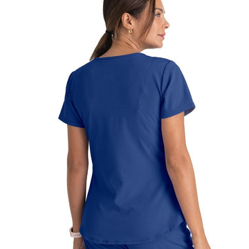 Tunique médicale col V coloris bleu marine Skechers vue dos