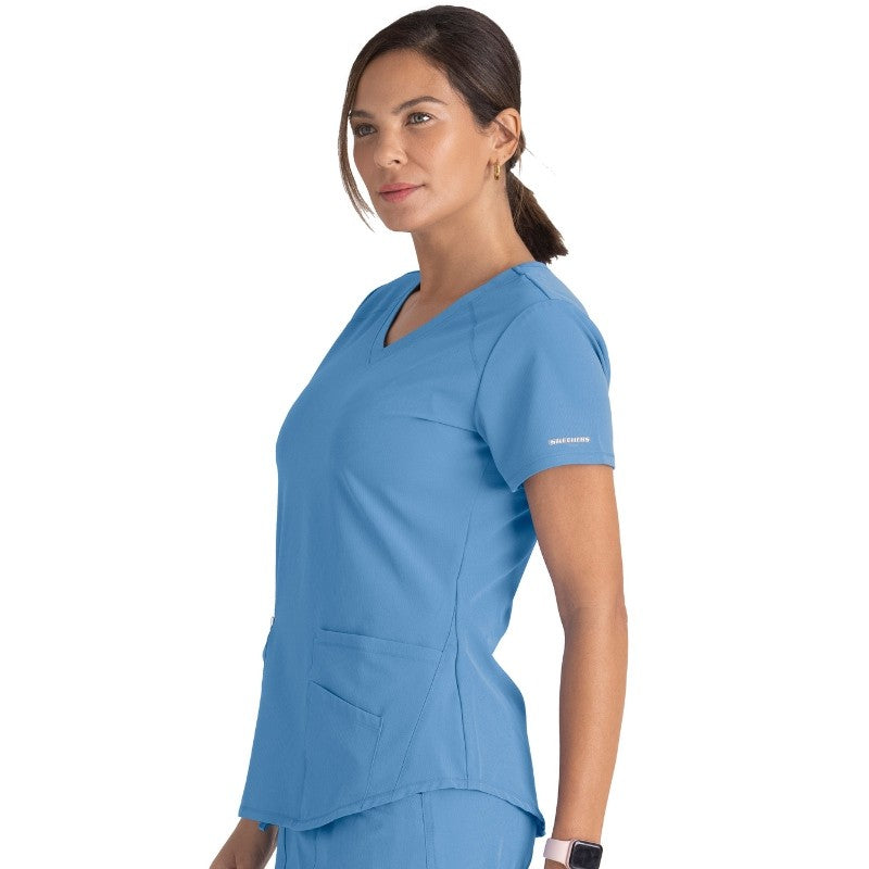Tunique médicale col V Skechers coloris bleu ciel