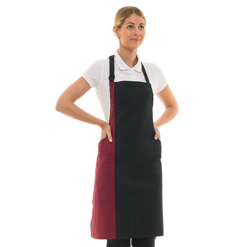 Tablier de cuisine petit prix noir et bordeaux Manelli