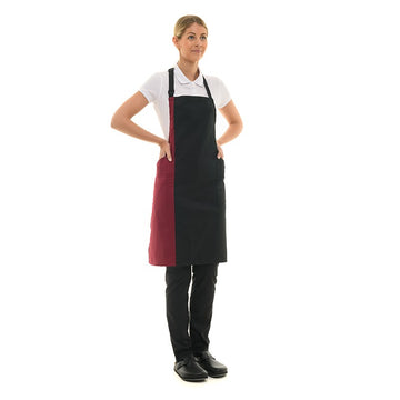 Tablier à bavette noir et bordeaux mixte Manelli