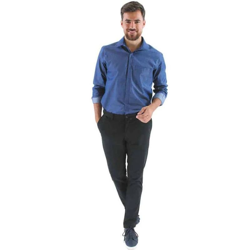 chemise de serveur bleu denim