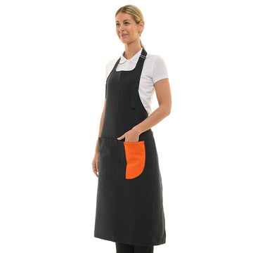 Tablier a bavette avec bande de couleur orange charly
