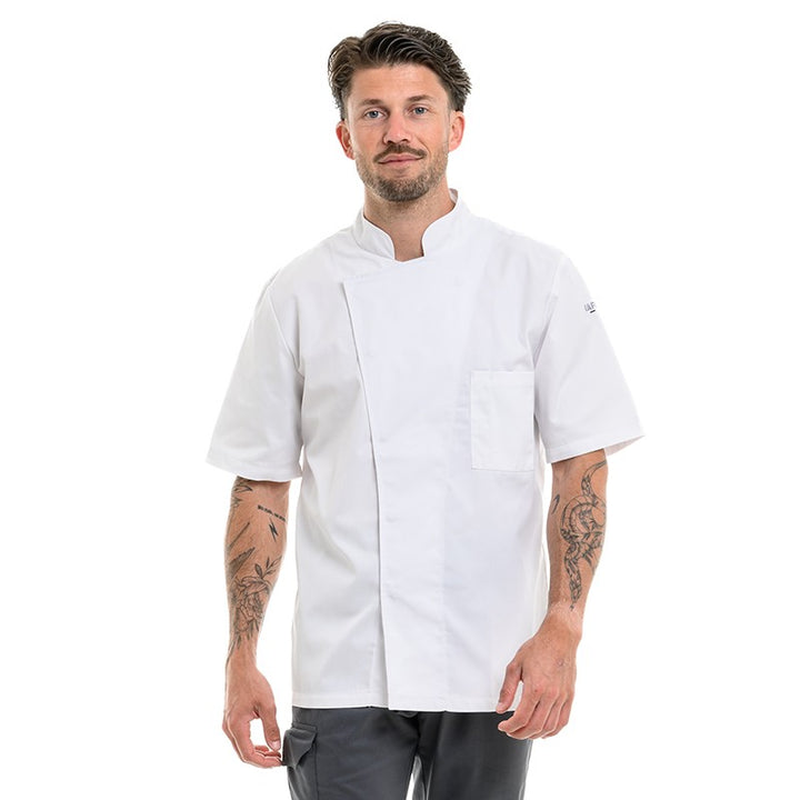 Veste de cuisine légère à manches courtes Turnip RSE blanche Lafont