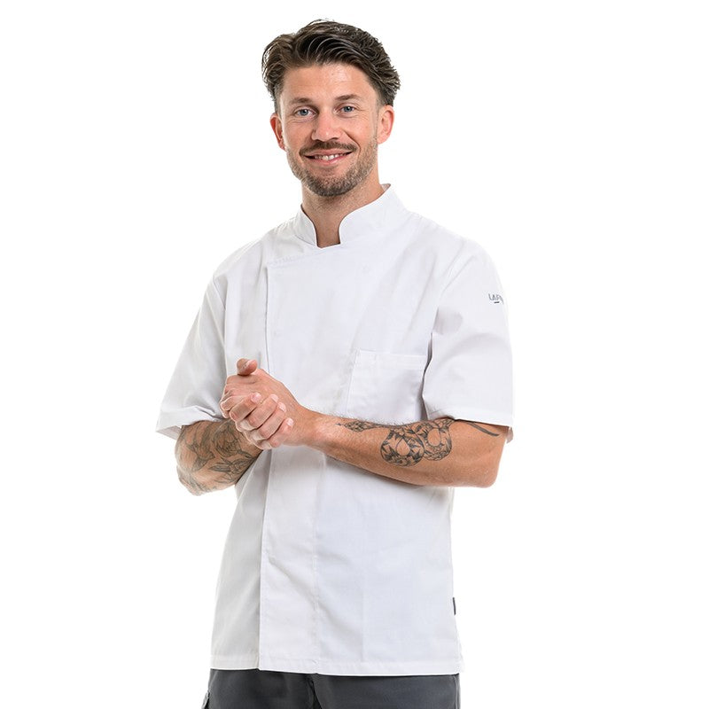 Veste de cuisine Turnip de la marque Lafont en coloris blanc, idéal pour cuisinier
