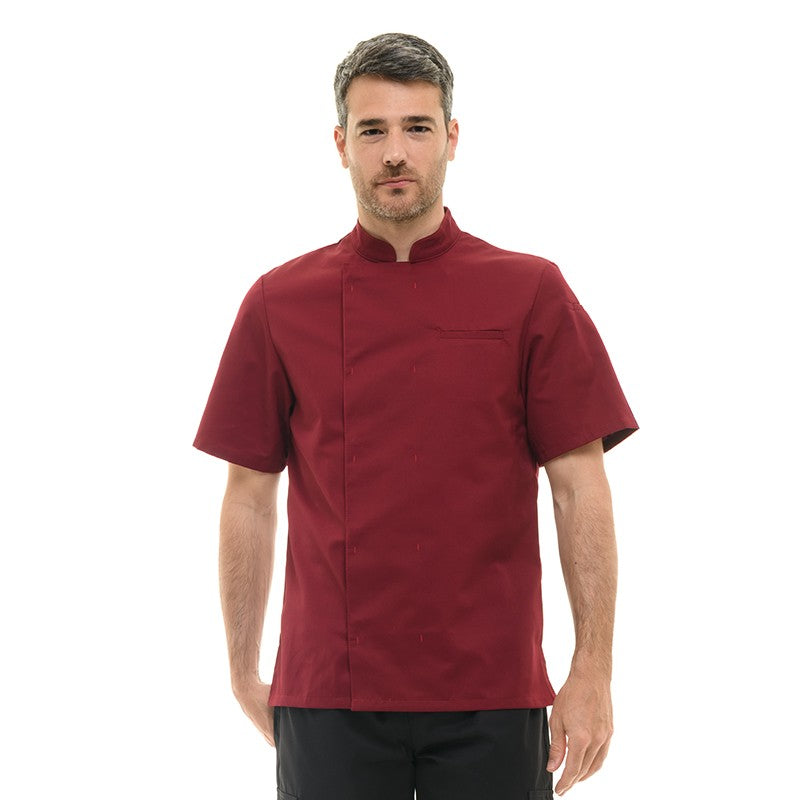 Veste de cuisine bordeaux Texas à manches courtes Manelli