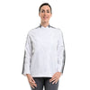 Veste de Cuisine Femme Manches Longues Blanche Liseré Noir GC Score   - MOLINEL