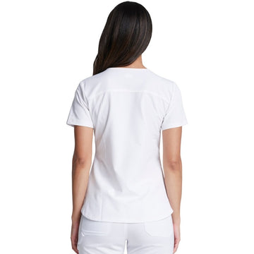Tunique médicale col V blanche femme vue de dos