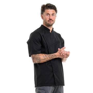 Veste de Cuisine Homme Lemongrass de haute qualité Manches Courtes Noir - LAFONT