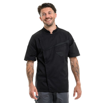 Veste de Cuisine Homme Lemongrass Poche plaquée Manches Courtes Noir - LAFONT