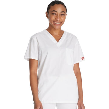 Tunique Médicale Col V Unisexe Blanc Dickies vue de face
