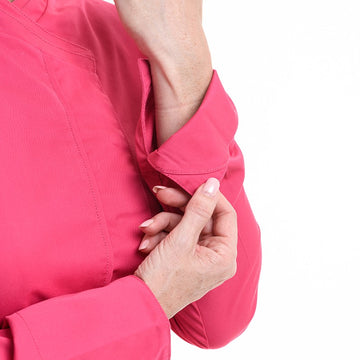 Détail de la manche de la veste de cuisine double col Fuschia Lafont