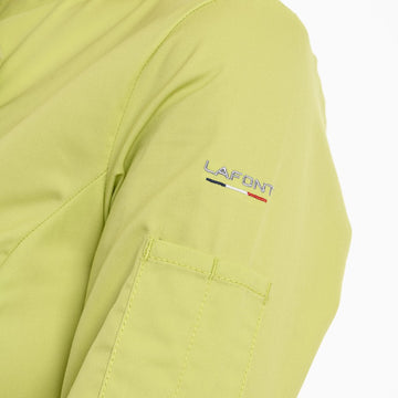 Détail broderie Lafont veste de cuisine femme Saffron fermeture croisée Lafont
