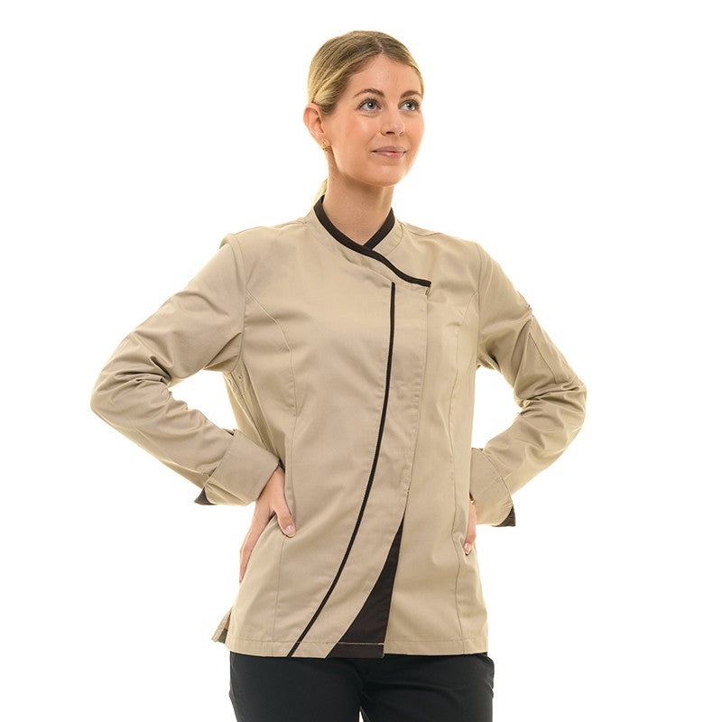 Veste de Cuisine Femme Saffron Manches Longues Beige - LAFONT