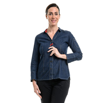 Veste de cuisine manches longues femme avec détail rouge sur le devant verveine Robur