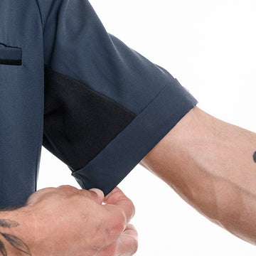 Détail de la veste de cuisine homme Dunes bleu marine