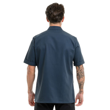 Dos Veste Cuisine Homme Manche Courte Bleu Océan Liseré Noir Dunes - ROBUR