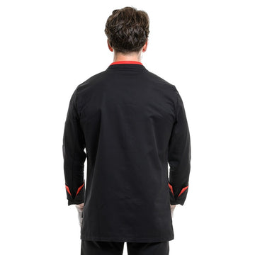 Dos Veste de Cuisine Homme Mint Manches Longues Noir Rouge - LAFONT