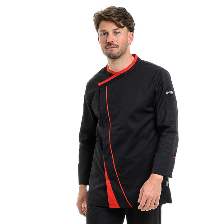 Veste de Cuisine Homme Mint Manches Longues Noir Rouge - LAFONT