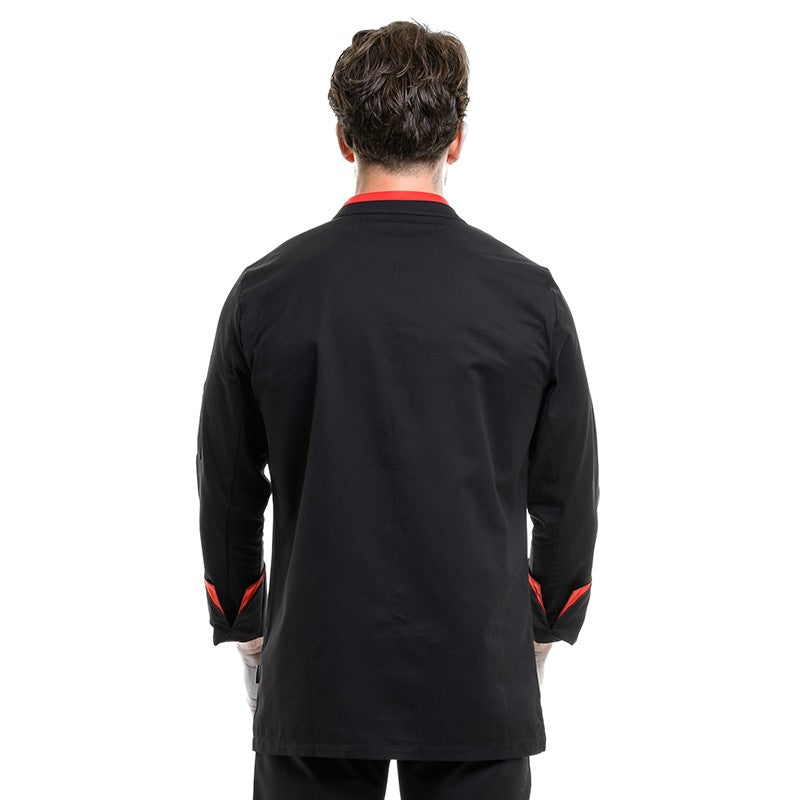 Dos Veste de Cuisine Homme Mint Manches Longues Noir Rouge - LAFONT