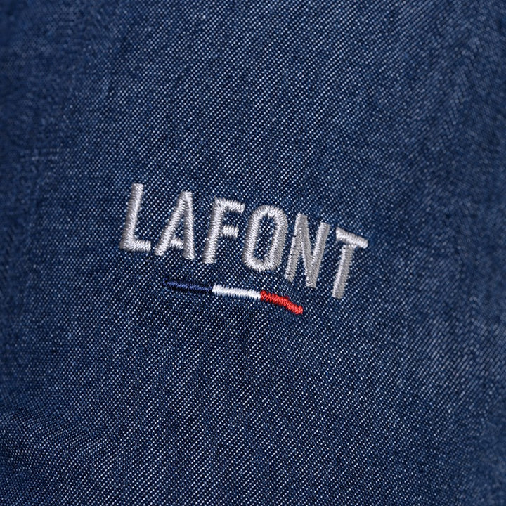 Détail de la veste de cuisine avec broderie Lafont