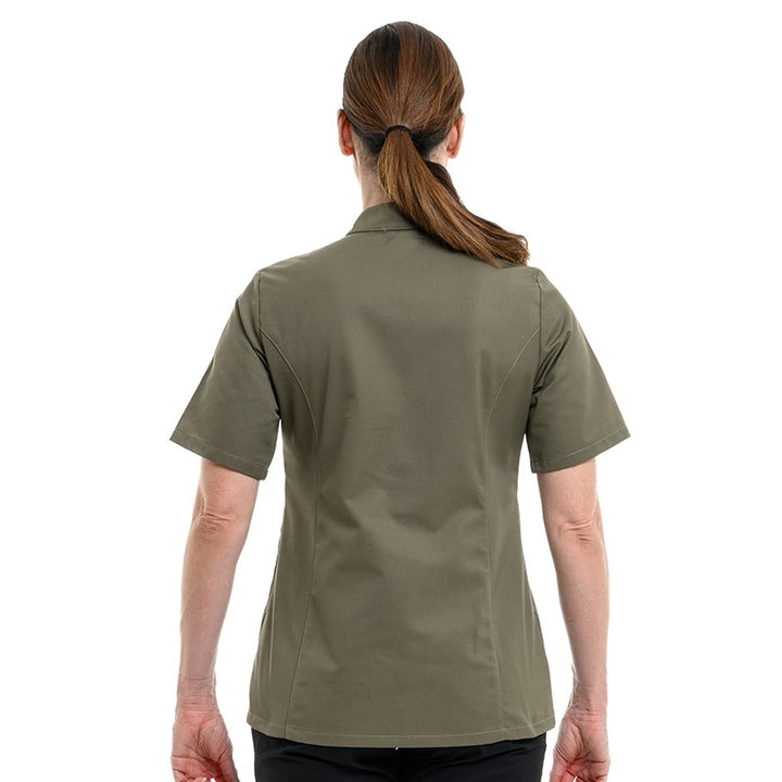 Veste de Cuisine Femme Californie Manches Courtes Kaki - MANELLI