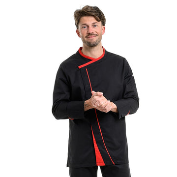 Veste de Cuisine Homme Mint Manches Longues Noir Rouge - LAFONT