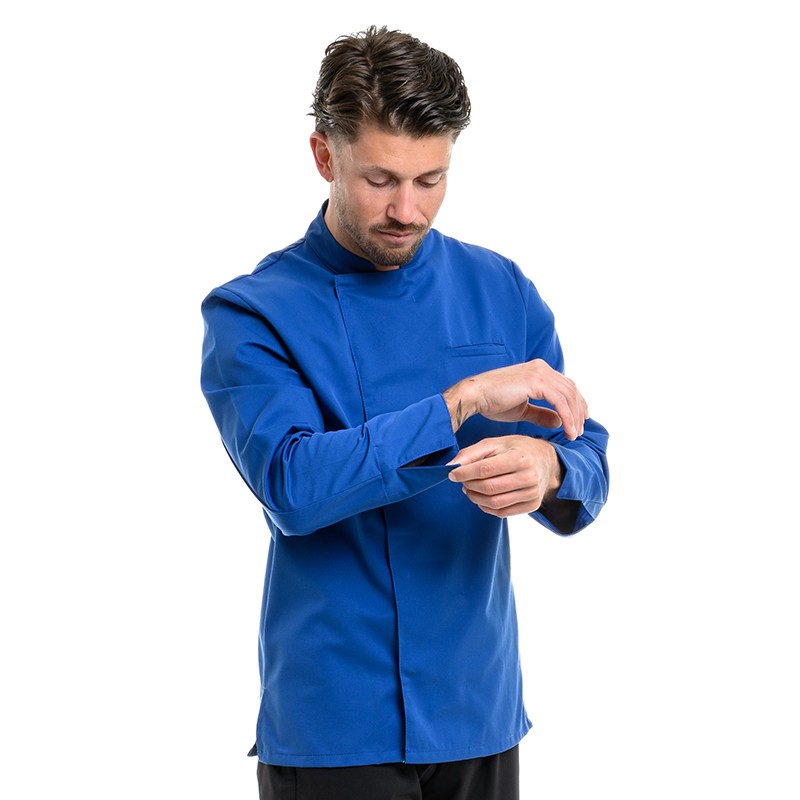 Veste de cuisine nouveauté texas de la marque Manelli coloris bleu royal