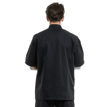 Dos de la veste de boucher à manches courtes pour les bouchers de la marque Manelli