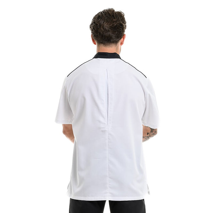 Veste de cuisine homme, respirant, dos, blanche liseré noir - MOLINEL