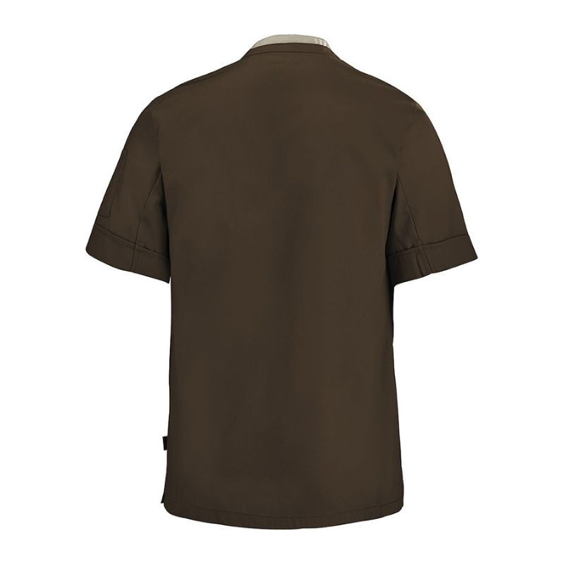 Dos de la veste de cuisine à manches courtes pour homme Parsley de la marque Lafont cuisine coloris Marron beige