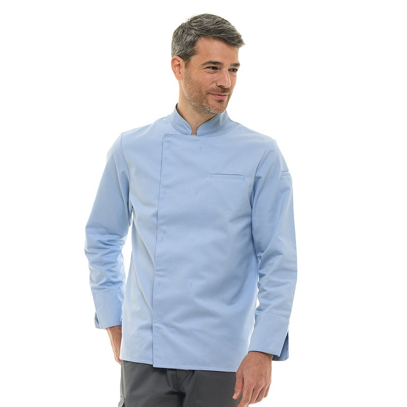 Veste de Cuisine Homme Texas Manches Longues Ciel - MANELLI