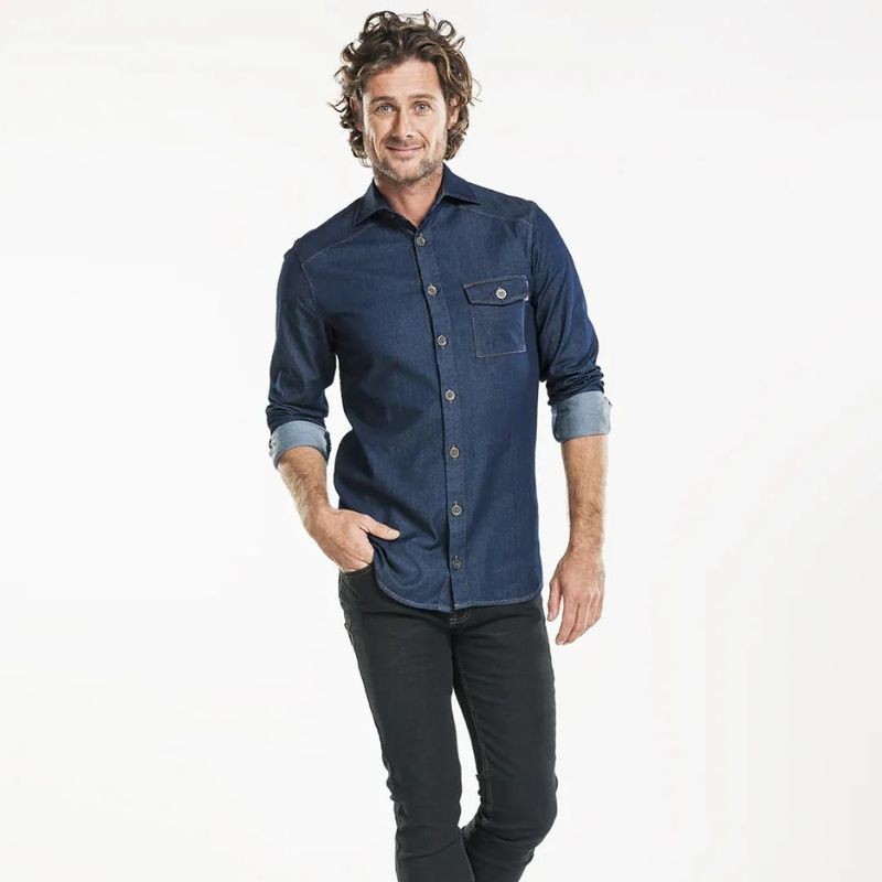 Chemise Chaud Devant en stretch denim anthracite