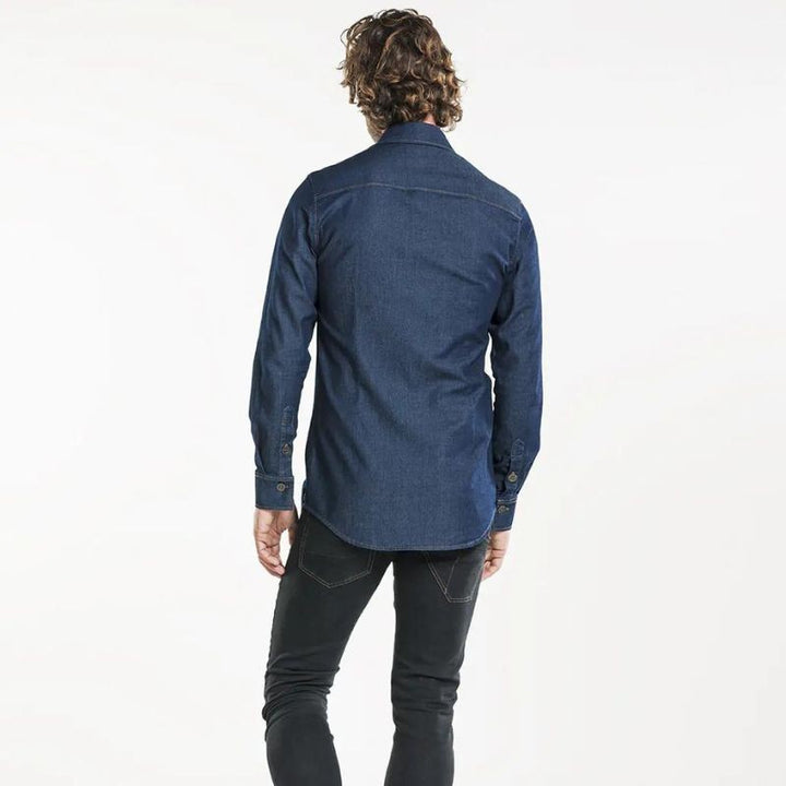 Dos de chemise homme bleu denim Chaud Devant