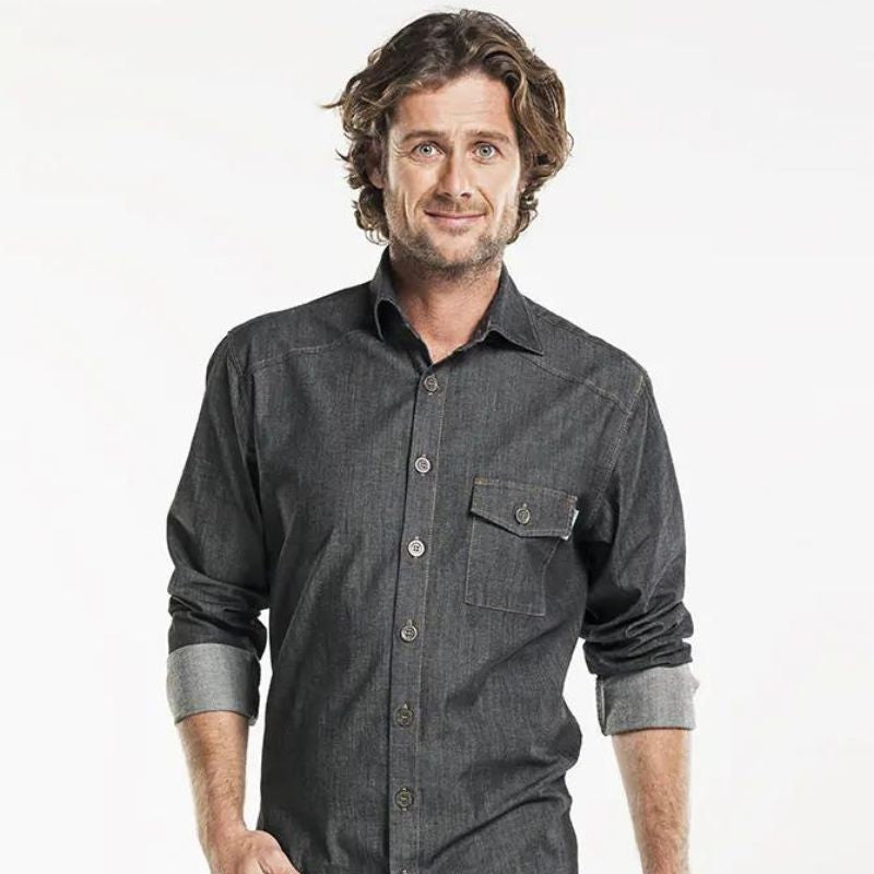 Chemise de qualité pour le service en denim anthracite
